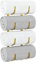 Rolled Towel Rack for Bathroom– 4-Tier Rolled Towel Storage Holder,Metal Organizer for Towels & Large Bath Sheets, Space Saving Rack for Small Bathroom, RV, Camper, Closet, Gold Metal