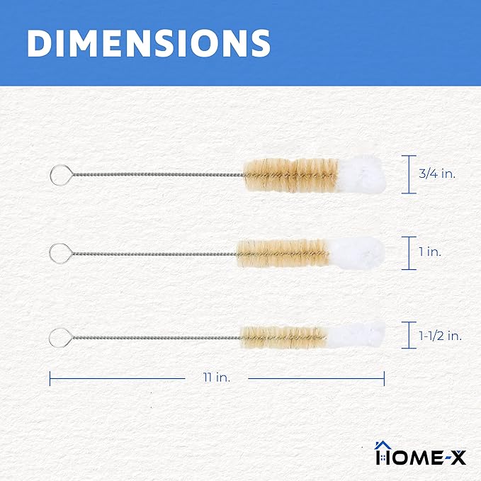 HOME-X Soft-Tip Cleaning Brush Set, Soft Scrub Brush with Long Handle, Handy Crevice-Cleaning Tool, Glassware-Cleaning Brush, Set of 3