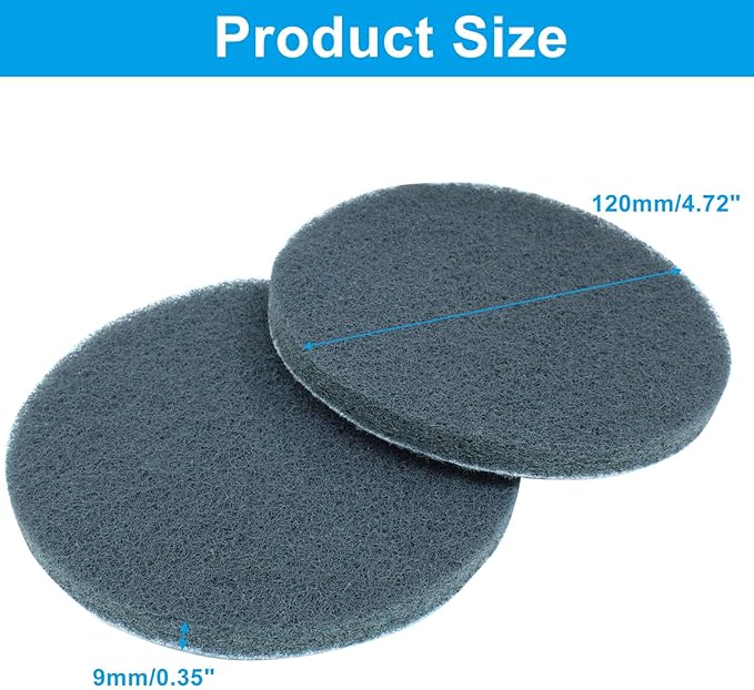 10 Pcs 800 Grits Power Scrubber Pad, Replacement Scouring Pads Abrasive Buffing Pads Drill Power Brush Polishing Pad(5 Inch, Grey)