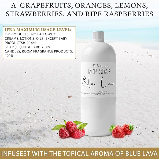R&W Co. Original Mop Soap – Blue Lava Scent, 32 oz Premium Multi-Surface Floor Cleaner, Streak-Free Shine for Tile, Hardwood & Laminate Floors, Non-Toxic, Pet & Skin Safe Gentle Cleaning Formula