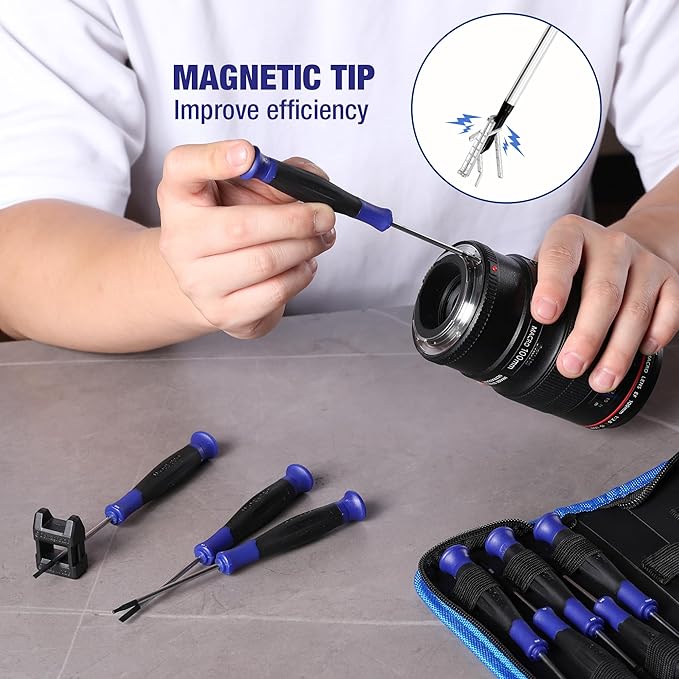 WORKPRO 10-Piece Precision Screwdriver Set with Pouch, Magnetic Small Screwdrivers with Phillips, Slotted, Torx Star, Mini Screwdriver Repair Tool Kit for Eyeglass, Watch, Computer, Laptop, Phone