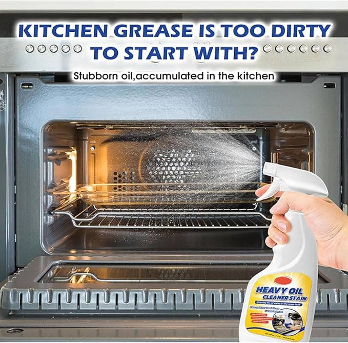 Heavy Oil Cleaner Stain-Effective Multi-Purpose Cleane for Heavy Oil Cleanup with Spray Nozzle Spray for Kitchen, Household, Oven, Stove, Range Hood, Sink (1PCS)