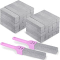 50 Pack Pumice Stones Bulk for Cleaning - Grey Pumice Scouring Pad with 2 Universal Handles, Pumice Stick Cleaner for Removing Toilet Bowl Ring, Bath, Household, Kitchen, Pool, 5.9 x 1.4 x 0.9 Inch
