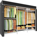 Ulif E13C Heavy Duty Closet Organizer System，Freestanding Clothing Racks for Hanging Clothes，Adjustable Garment Rack 63" W x 16" D x 77" H Hold 960 lbs，White Clothing Rack with Black Dustproof Cover