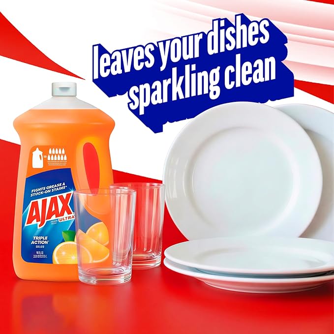 Ajax Ultra Liquid Dish Soap Orange Scent, Triple Action, 90 fl oz Bottle