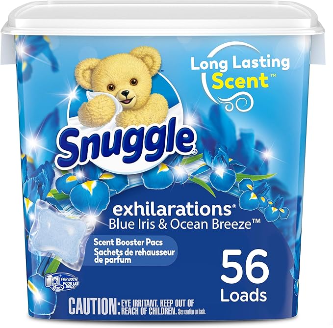 Snuggle Exhilarations in Wash Laundry Scent Booster Pacs, Blue Iris & Ocean Breeze, 56 Count