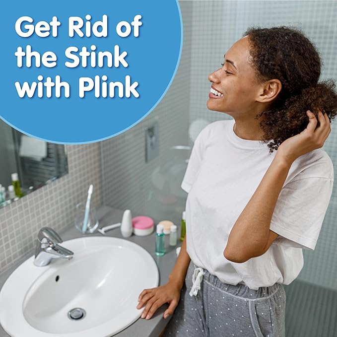 Plink Fizzy Drain Cleaner and Freshener, Prevents Drain Clogs and Buildup, Removes Odors from Bathroom and Kitchen Sinks, Septic-Friendly, Made in the USA, Lemon Scent, 18 Tablets