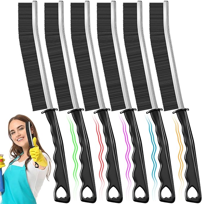 Crevice Cleaning Brush, Pack of 6, Hard Bristle Crevice Cleaning Brush, Shower Cleaner Brush, Bathroom Gap Cleaning Brush, Multifunctional Cleaning Tools, Gap Brush, Grout Brush for for Household Use