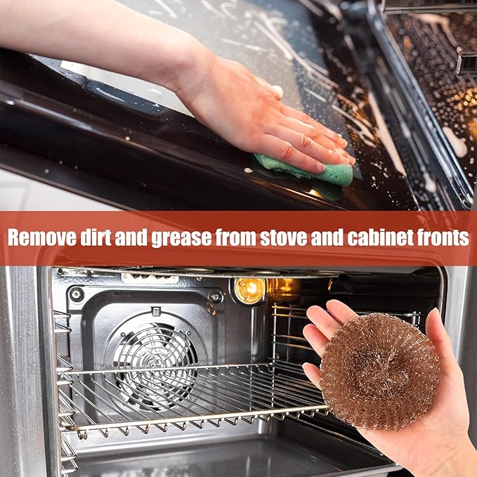 Baderke 30 Pcs Copper Coated Scouring Pad for Dishes Pots Pans and Ovens Easy Scouring for Tough Kitchen Cleaning