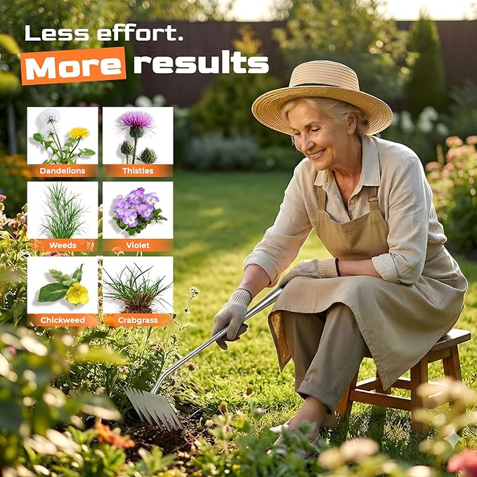 Upgraded Weed Puller Tool, 6-Tooth Manganese Steel Manual Weeders, Portable Garden Weed Remover Tools for Vegetable Gardening Backyard Farm Planting & Weeding