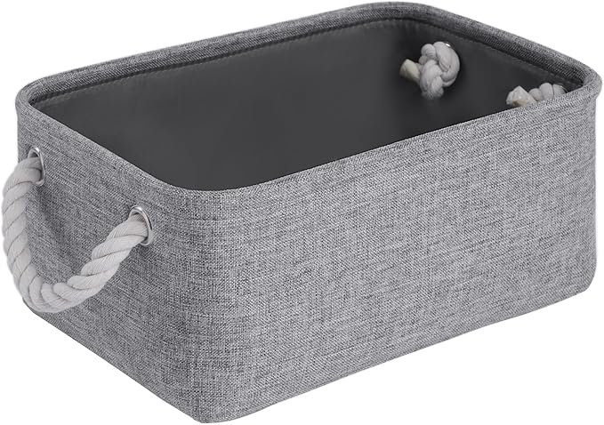 Storage Baskets for Shelves 11.8x7.9x5.2 Inch-Foldable Fabric Organizing Storage Bins with Handles, Closet & Bathroom Organizer, Home Storage for Kitchen, Office (1-Pack, Gray)