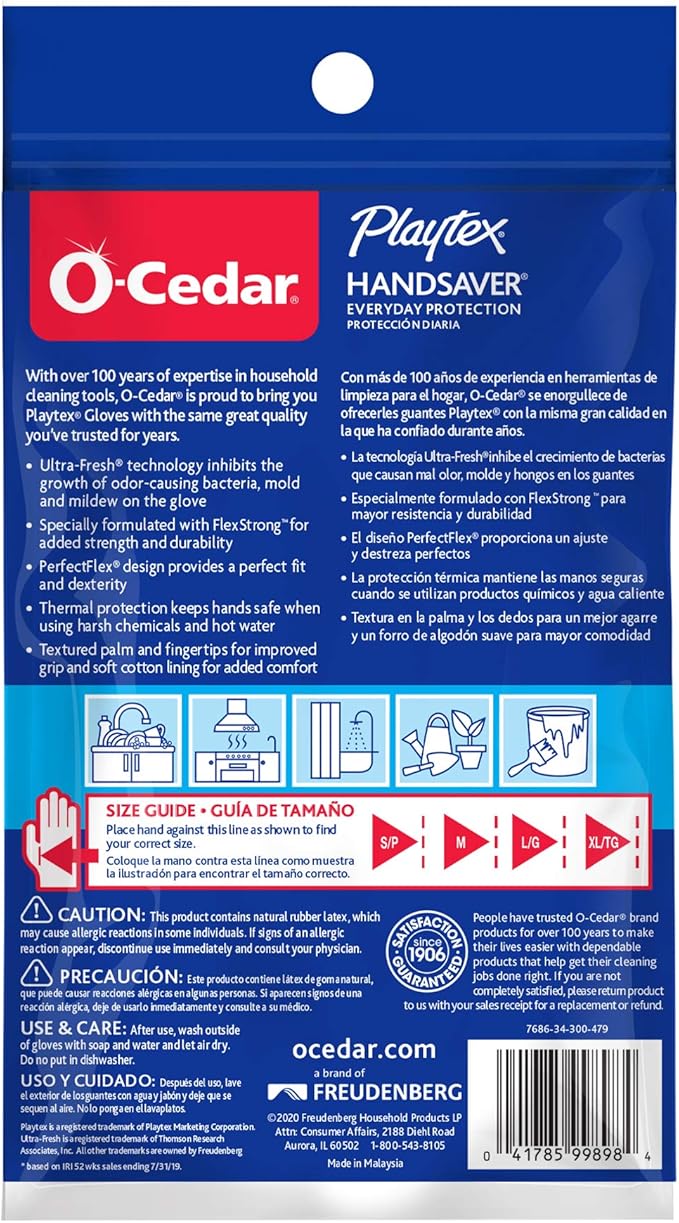 PLAYTEX HandSaver Rubber Gloves for Kitchen and Household Cleaning (6 Pairs)