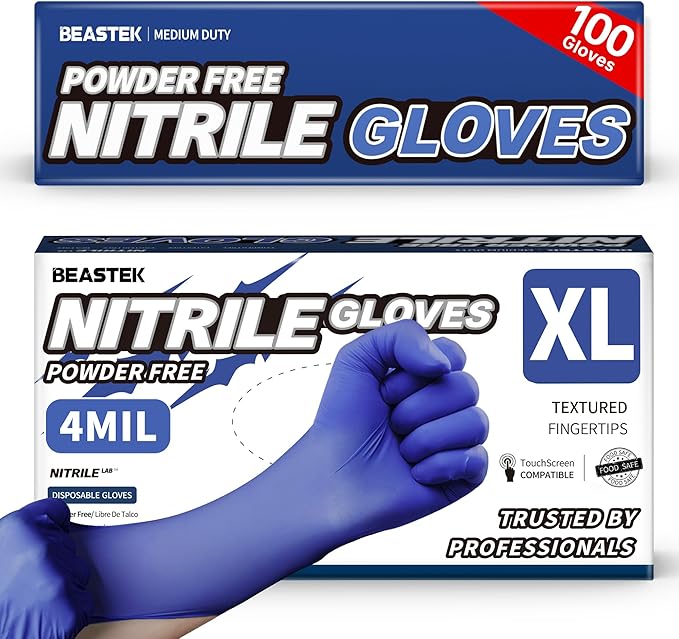 Beastek Nitrile Exam Gloves, 4.0 Mil 100 Pcs, Powder-Free Latex-Free Medical Cooking Food-Safe Disposable Gloves, Blue Violet