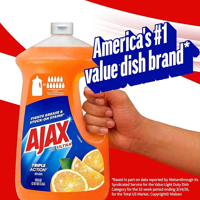 Ajax Ultra Liquid Dish Soap Orange Scent, Triple Action, 90 fl oz Bottle