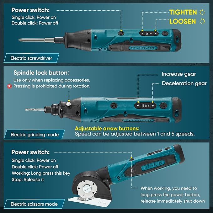 Saker 65-in-1 Mini Electric Screwdriver Set, DIY Tool Kit with 4V Cardboard Cutter & Rotary Tool, 2.5N.M, 2000mAh Battery, USB-C Charging, Ideal Tool for DIY Tasks and Light-Duty Home Repairs