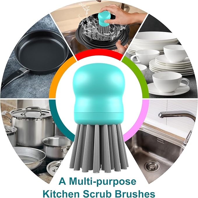 Mini Dish Brush for Cleaning Chicken Shredder, Palm Brush Dish Scrubber with Ergonomic Grip, Kitchen Brush for Washing Dishes, Pans, Pots, Sink (1, Mint Green)