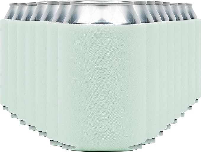 Blank Beer Can Cooler Sleeves (60-Pack) Soft Insulated Beer Can Coolies - HTV Friendly Blank Koolies in Bulk for Beer Cans & Bottles - Coolie Blanks for Vinyl Projects & Wedding Favors (Mint)