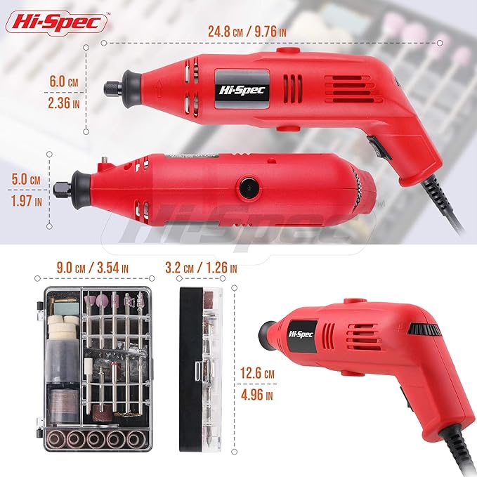 Hi-Spec 121pc 130W Corded Power Rotary Multi Tool Kit with Dremel Compatible Bit Accessories to Drill, Cut, Trim, Grind & Sand for DIY Repairs, Hobbies & Craft Projects