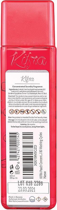 KIFRA PEACH Concentrated Laundry Fragrance 6.76 Fl Oz 200ml 80 Washing Cycles