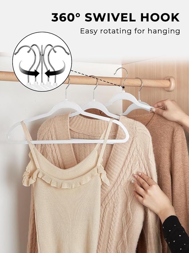 SMARTOR Plastic Hangers 50 Pack - Thin Clothes Hangers Heavy Duty | Durable | Lightweight | Space Saving | Slim | Flexible - Dorm Room Essentials for College Students - White