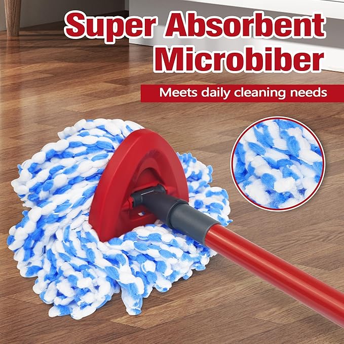 NEWE Mop Heads Replacements 2 Pack with Triangle Base for O-Cedar RinseClean 2 Tank System, Microfiber Spin Mops Replace Refills for Deep Cleaning All Floors