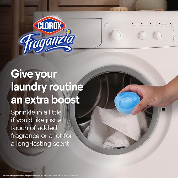 Clorox Fraganzia Laundry Scent Booster Crystals, In-Wash Fragrance Beads for Fresh-Smelling Clothes & Linens, Safe for All Fabrics & Colors, Easy-Pour Bottle, Linen Scent, 70 Oz