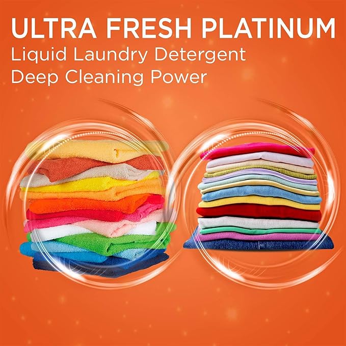 Ultra Fresh 6X Platinum 5 Gallon Laundry Detergent Liquid for All Machine Types with Easy Dispensing Pump, Up to 640 Loads, Original Blue (3 Pack)