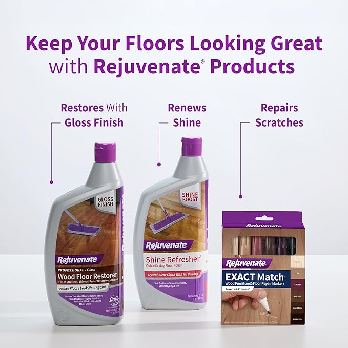 Rejuvenate Professional Wood Floor Restorer Fills Scratches, Shines And Protects Wood Flooring For A High Gloss Shine, 32 Ounces, 6 Pack