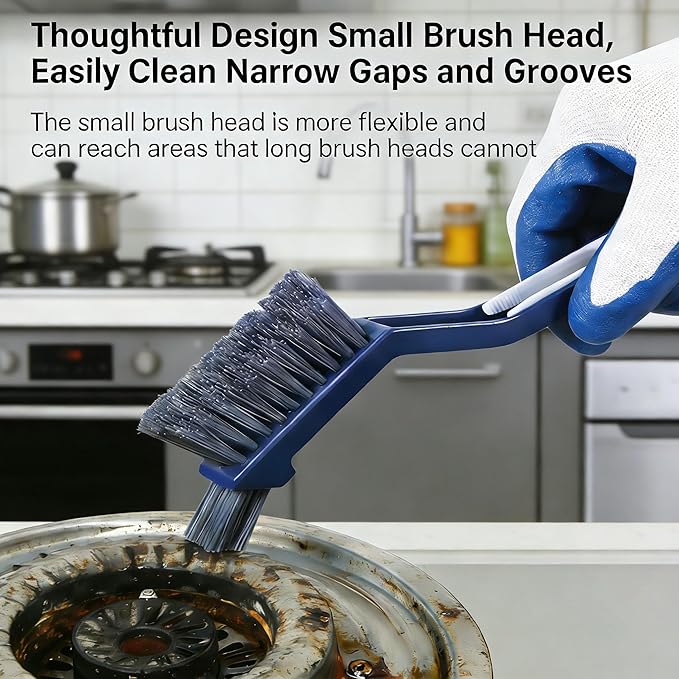 Crevice Cleaning Brush,2 Pack Multi-Purpose Hard Bristle Brushes for Deep Cleaning Kitchen, Bathroom, Grout, Sink, Cup, Teapot, Bottle, Blender, Corners, Tight Spaces