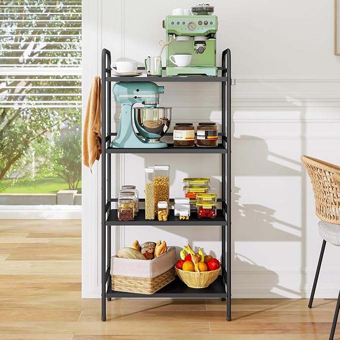 HDANI 4-Tier Metal Storage Rack with Shelf, Storage Shelves, Shelf Organizer, Garage Standing Shelving Unit for Laundry, Bathroom, Kitchen, Pantry, Closet, 23.6''W x 13.8''D x 50''H, Black