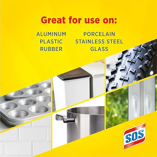S.O.S Steel Wool Soap Pads, Home Cleaning Pads, Reusable Soap Scrubbers, Grease Cleaner, Outdoor, Bathroom or Kitchen Cleaning, 18 Count (Pack of 12)