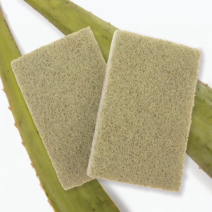 Full Circle Heavy Duty Scrubber Sponge – Robust Agave Leaf & Plastic-Free Cellulose – Dual-Sided Dish Sponge for Cast Iron, Grill Grates & Oven Racks, 6 Pack