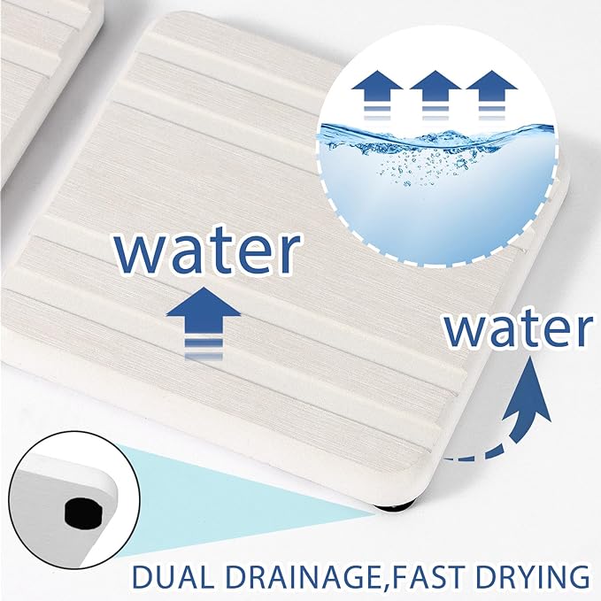 3PCS Water Absorbing Stone Tray, DryingNeat Diatomite Stone Sink Tray, Instant Dry Sink Coasters, Kitchen Sponge Hand Soap Holder, Bathroom Sink Vanity Trays,8 * 4inch and 4 * 4inch