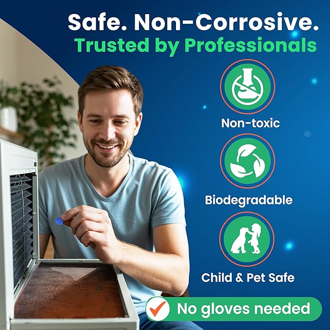 AC Pan Tablets, Commercial-Grade, Gel Lock Tech: Long Lasting, Moisture Activated Slow Release, Non-Corrosive & Safe - No Residue, Pan Treat Tablets (1 Ton, 140 Pack)