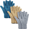 Patelai 3 Pairs Microfiber Plant Dusting Gloves Leaf Cleaning Gloves for Indoor Plants, Blinds, Furniture, House (Dark Blue,Gray,Khaki,Large)