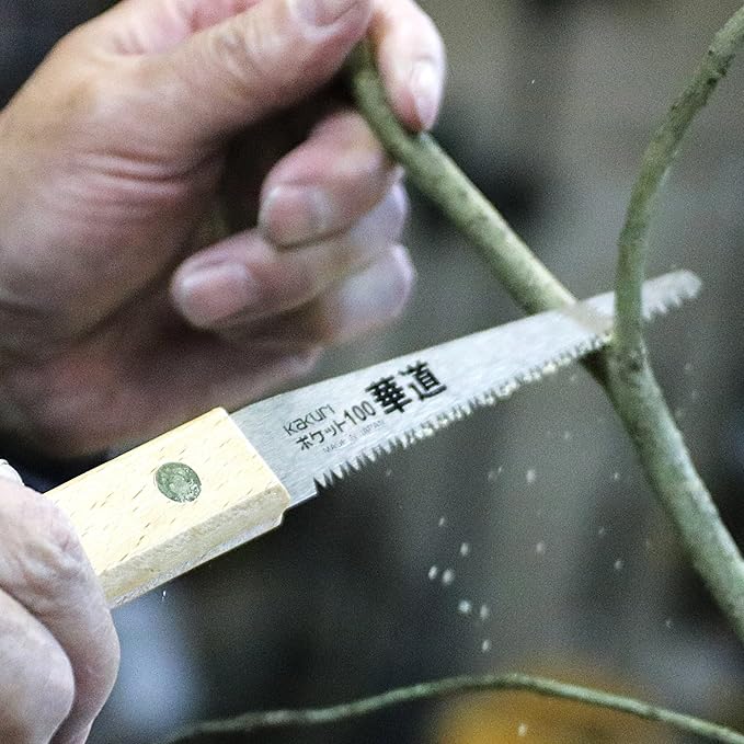 KAKURI Bonsai Saw Folding 4" for Bonsai and Ikebana Cutting, Japanese Pull Saw Razor Sharp Japanese Steel Blade, Mini Pocket Bonsai Pruning Saw for Branch, Foldable Wood Handle, Made in JAPAN