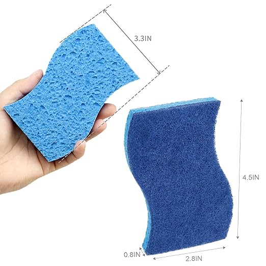 CELOX 6 Pack Non-Scratch Dish Sponge, Dual Sided Kitchen Sponges for Dishes, Long Lasting Dishwashing Household Cleaning Sponges for Kitchen, Easy to Dry and Reusable