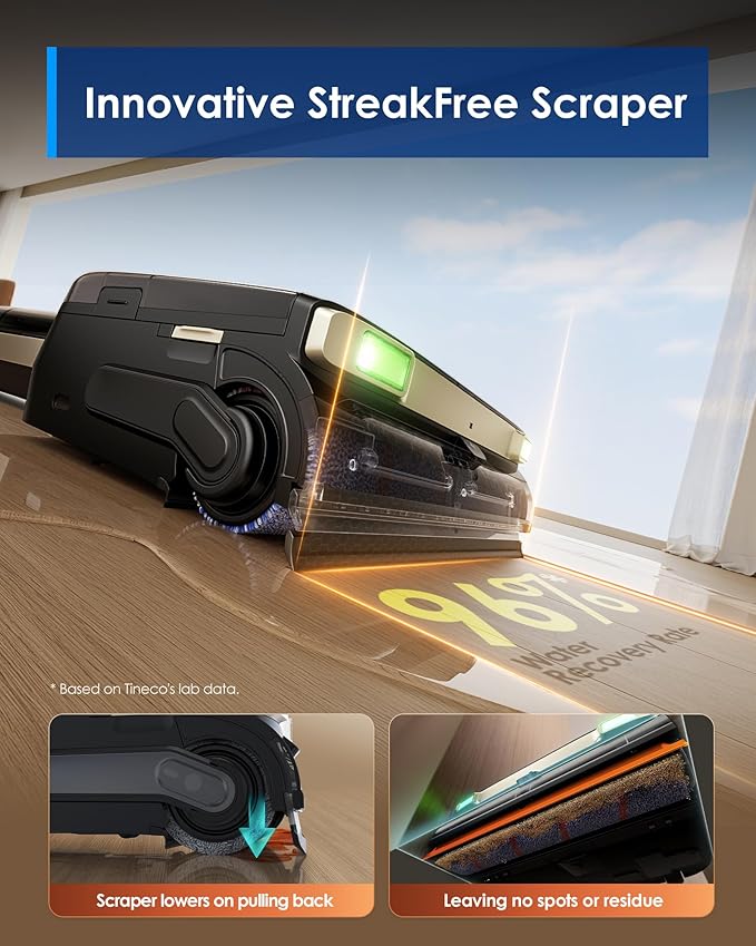 Tineco Floor ONE S9 Master Wet Dry Vacuum Cleaner, ThermoBlast Tech & Hot Water Vacuum Mop, 23kPa Suction, 65 Min Runtime, 185°F Flashdry, 3.9inch Ultra-Slim Stretch Mop