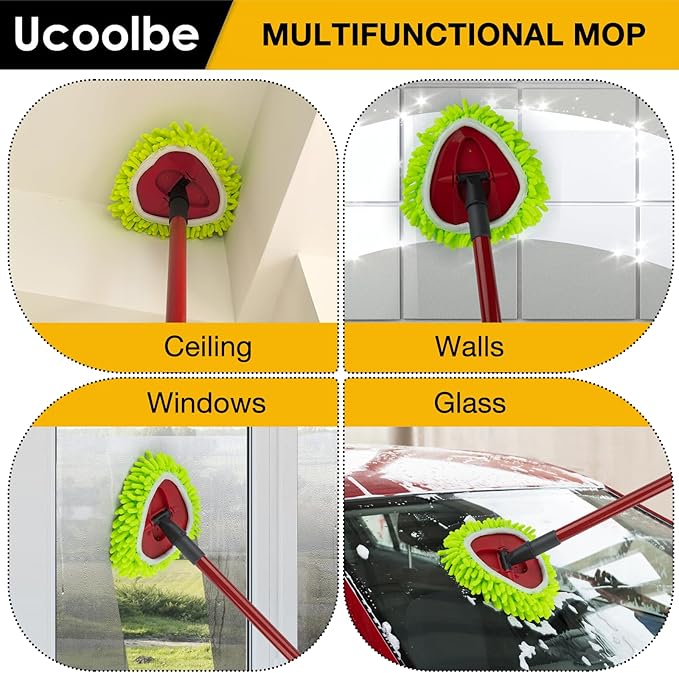 Chenille Duster Mop Head Compatible with O Cedar Mop Easywring 1-Tank System, Microfiber Chenille Mop Pads Spin Mop Refill for Dry & Wet Use, 3 Pack