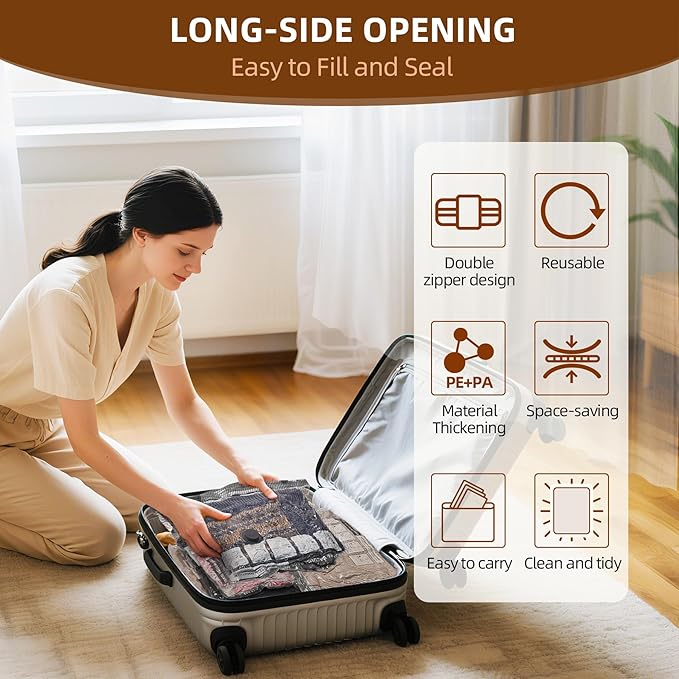 15 Pack Vacuum Seal Bags with Wireless Rechargeable Electric Pump,Vacuum Storage Bags with LED Light(5L+5M+5S),Travel Vacuum Bags for Luggage,Space Saver for Clothes & Clothing Travel
