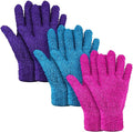 Patelai 3 Pairs Microfiber Plant Dusting Gloves Leaf Cleaning Gloves for Indoor Plants, Blinds, Furniture, House (Purple,Rose Red,Black,Small)