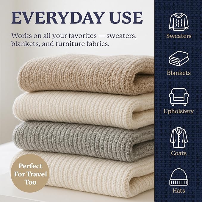 Farberware Fabric Shaver & Lint Remover Set–Battery Operated Sweater Shaver with Triple Blades and Extra Sticky Roller for Pet Hair, Fuzz & Pilling on Clothes, Upholstery & Bedding (Sage, Small)
