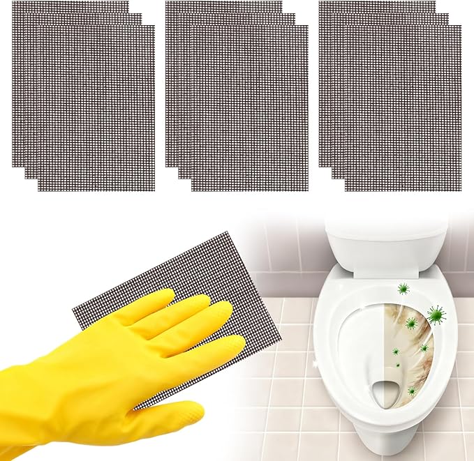 Toilet Cleaning Screens - 10 Pcs Flexible Scrubbing Screen Cleaning Mesh for Household, 5.5 x 4 Inch Hard Water Stain Remover Pads, Scrubbing Screens Scouring Pads for Carbon, Rust & Scale