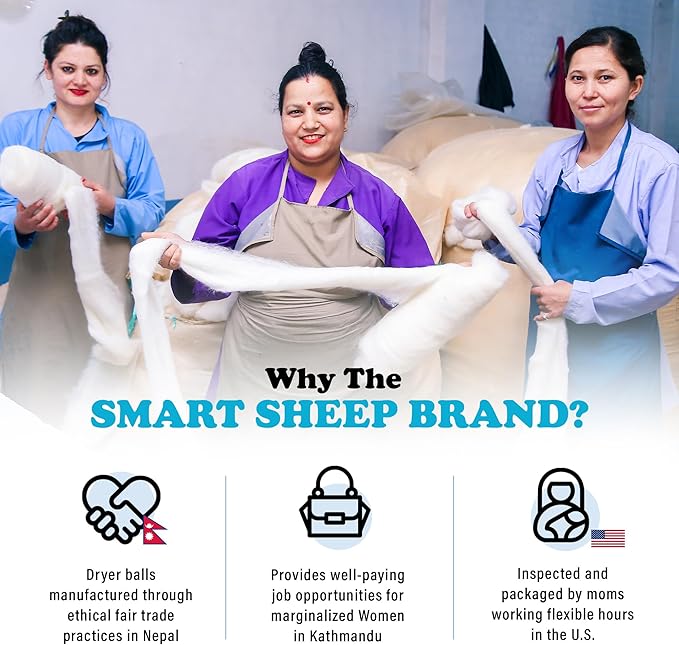Smart Sheep 3-Pack Wool Dryer Balls - XL Premium Natural Fabric Softener - Award-Winning - Replaces Dryer Sheets - Laundry Balls (Gray Smiling Sheep)
