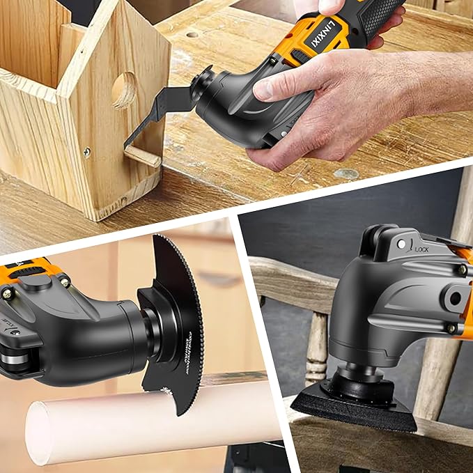 Cordless Oscillating Tool with 2 Battery, Brushless Motor Battery Powered Oscillating Multitool, 4°Oscillation Angle, 6 Variable Speeds, 26pcs Accessories for Metal & Wood Scraping, Cutting, Sanding