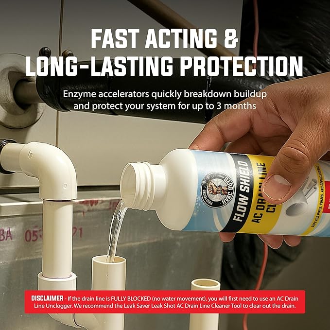 AC Drain Line Cleaner 2 Pack | Prevent Buildup and Overflow | 8oz - Up to 3 Months of Protection | Fast Acting & Long Lasting Bio-Enzymatic Formula