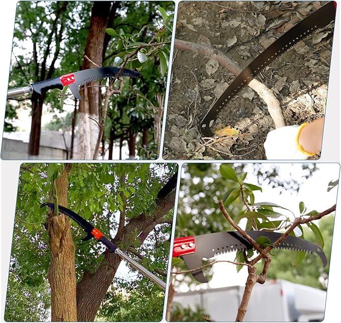 Manual Pole Saw 15ft, Lightweight Manual Stainless Steel Extension High Pole Pruning Pole Saw for Tree Trimming Branches at Forestry Yard Garden Patio