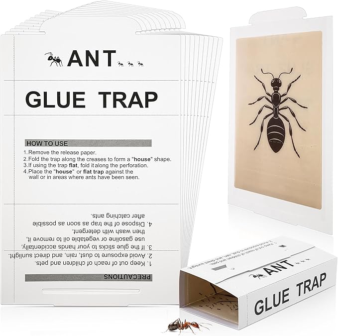Qualirey Ant Traps Indoor, Upgraded Peanut Butter Scented, Larger 10pcs Ant Spider Cockroach Centipede and Crawling Insect Trap, Pet Safe Insect Traps for Home, Kitchen, Garage