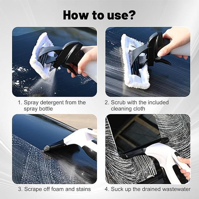 Electric Window Vacuum Squeegee Cordless, 2000Pa Electric Window Cleaner Tool Set, Rechargeable Window Vac, Window Squeegee Electric Cleaning Tool for Windows, Tiles, Mirrors, Car