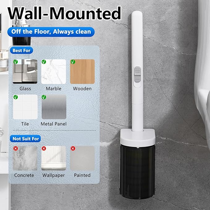 Disposable Toilet Brush,Toilet Bowl Brush and Holder Set with 24 Wand Refills, Wall Mounted Cleaning Brush for Bathroom Toilet (Toilet Brush Set,1)